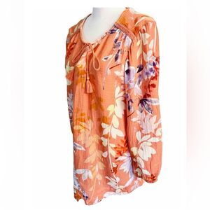 Soft Surrounding Blouse Gussy Floral Spring Summer Beach Resort Wear Women L